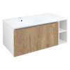 Sapho LOREA skrinka s umývadlom 101x46x51,5cm (80+20cm), ľavá, dub Alabama/biela matná LE080-2231-L-02