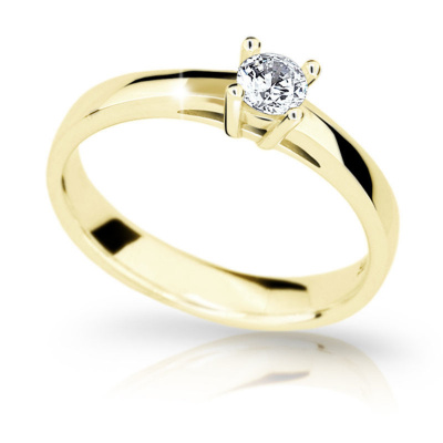 Zlatý zásnubný prsteň Danfil DF1902, žlté zlato s briliantom 62