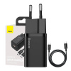 Baseus Super Si 1C 25W rýchlonabíjací adaptér USB-C-USB-C kábel 1m čierny (TZCCSUP-L01)