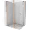Mexen Mist L, päťuholníkový sprchový kút s krídlovými dverami, 100 x 90 cm, 8mm číre sklo, medený profil, 8A8L-100-090-65-00