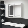 vidaXL Kúpeľňová skrinka s LED a zrkadlom, lesklá biela 80x12x68 cm - Biela - 112747-191510