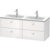 DURAVIT Brioso závesná skrinka pod dvojumývadlo, 4 zásuvky, 1290 x 479 x 553 mm, biela vysoký lesk, BR410602222