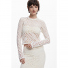 Dámská halenka DESIGUAL 25SWTKAM 1001 TS DENIS 1001 WHITE velikost XL