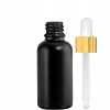 Fľaštička 50ml čierna matná s pipetou zlato-biela