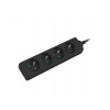 LANBERG Prodlužovací přívod 1.5M 4X klasická zásuvka měď kabel černý PS0-04E-0150-BK Lanberg