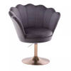 LuxuryForm DESIGN Kreslo FREY VELUR na zlatom tanieri - tmavo šedé
