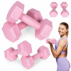 Sada šesťhranných činiek 2x1 kg, cvičebné závažia, fitness záťaž, ružová,