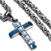 Pánska Retiazka s Krížom DJ 38731 Modrá/Strieborná/60cm HR38731