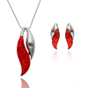 Yvon Elegantný set náhrdelníka a náušníc s červeným plameňom zo živice