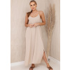 Béžové dlhé 6418 letné šaty , ZVOĽTE VEĽKOSŤ OBLEČENIA UNI ( S, M , L )