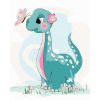 Maľovanie podľa čísel – Dinosaurus s motýlikom, 40 × 50 cm, napnuté plátno na rám 8596530056492