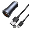 Nabíječka do auta Baseus Golden Contactor Pro s kabelem USB-C 1m 40W 2x USB šedá TZCCJD-A0G