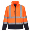 Portwest S425 HI-VIS CONTRAST Reflexná softshellová bunda M, Fluorescenčno oranžová-Námornícka modrá
