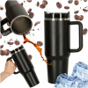 Termohrnček so slamkou a rukoväťou termosky 1200ml čierny