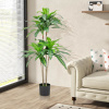 GIANTEX Umelá rastlina 140 cm, umelá dracéna s 92 listami a cementovým kvetináčom, umelá rastlina zelená, umelá palma pre domácu kanceláriu, umelá palma pre vnútorné a vonkajšie dekorácie