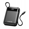 Canyon OnPower 104, powerbanka 10 000 mAh, 22,5 W, USB-C / USB-A, integrované káble USB-C + Lightning, čierna CNS-CPB104B