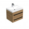 Swiss aqua technologies Koupelnová skříňka s černou úchytkou a umyvadlem SAT Cube Way 60x53x46 cm dub Hickory mat CUBE46C602DHVER
