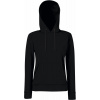 FRUIT OF THE LOOM CLASSIC LADY-FIT HOODED SWEAT / Dámska mikina s dvojvrstvovou kapucňou - čierna L