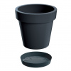 Kvetináč Prosperplast 34,5 cm x 34,5 x 31,8 cm priemer 34,5 cm plast odtiene sivej a striebornej (LOFLY DLOF350 kvetináč + stojan Antracit)