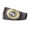 Kožený opasok BROOCH, šírka 4cm - Tmavo hnedá (VBROOCH-TH)
