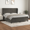 vidaXL Posteľný rám boxspring s matracom tmavosivý 160x200 cm zamat - Sivá - 115859-63360