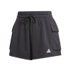 adidas Essentials Small Logo French Terry Cargo Shorts Womens Black/White L (16-18)