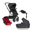 EASYWALKER Kočík kombinovaný Harvey3 Premium 4v1 Jet Black All Black/Chilli Red VP-F173415