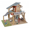 Drevený domček pre bábiky Doll´s House with Furnitures Eichhorn poschodový so 4 izbami 3 figúrkami a nábytkom výška 44 cm