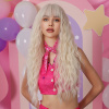 Extra dlhá perleťová blond parochňa Clio s ofinou