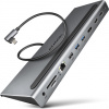 AXAGON HMC-4KX3 USB 5Gbps hub, 3x USB-A, 2x HDMI, DP, RJ-45 GLAN, SD/microSD, audio, PD 100W, kábel USB-C 40cm