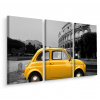 Obrázok triptychu žlté auto retro Koloseum 3d 60x40 (Obrázok triptychu žlté auto retro Koloseum 3d 60x40)