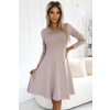 567-1 Comfortable trapeze long sleeve dress - BEIGE šedá XL NUMOCO 5903938283499