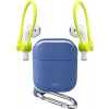 Ochranný kryt s karabínou Cellularline Dynamic pre Apple AirPods 1&2 s nástavcami za ucho, modrý