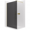 CERANO - Sprchová zástena Walk-in Onyx Round Ľ/P - 8 mm - guľatá vzpera - zlatá kartáčovaná, grafitové sklo - 140x200 cm