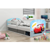 Interbeds LUKI 1 Jednolôžková detská posteľ 80x160 Biela autíčko