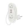 Predlžovací kábel Emos s 2 zásuvkami, 2×USB-A, 1×USB-C, 2 m biely