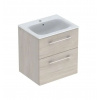 Geberit Selnova Square Umývadlová skrinka 64x59x48 cm, s umývadlom, 2 zásuvky, svetlý orech hickory 501.239.00.1