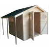 Záhradný drevený domček 3,3x2,7m, (16mm) s oknami a presahom strechy (Záhradný drevený domček 3,3x2,7m, (16mm) s oknami a presahem)