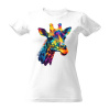 Tričko s potlačou Farebná žirafa dámské Bílá M