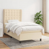 vidaXL Posteľný rám boxspring s matracom krémový 90x190 cm látka - Krémová - 106709-206819
