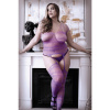 Sheer Fantasy Fishnet Garter Catsuit - Curvy Queen Size (46 - 52) fialová