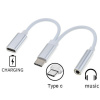 PremiumCord Převodník USB-C na audio konektor jack 3,5mm female + USB typ C konektor pro nabíjení (ku31zvuk02)