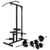 zahrada-XL Posilňovacia veža so sadou činiek barbell a dumbbell 30,5 kg 275355