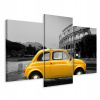 Obraz triptych žlté auto retro Koloseum 3d 120x80 (Obraz triptych žlté auto retro Koloseum 3d 120x80)