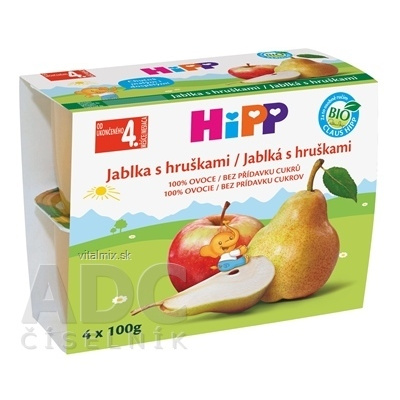 HIPP BIO 100% ovocia Jablká s hrušami 4 x 100 g