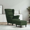 zahrada-XL Kreslo wingback s podnožkou tmavozelené zamatové 3115933