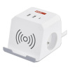 Predlžovací kábel Emos s 2 zásuvkami, 2×USB-A, 1×USB-C, bezdrôtové nabíjanie 10 W, 2 m, biely