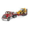 Bruder Nákladní auto MACK Granit náves a traktor JCB