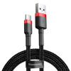 Baseus CATKLF-C91 Cafule, odolný nylonový USB / USB-C QC3.0 2A, 2m, černo-červený