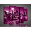 Obraz na plátne viacdielny - OB2723 - Lampa v meste fialový 150cm x 100cm - S12